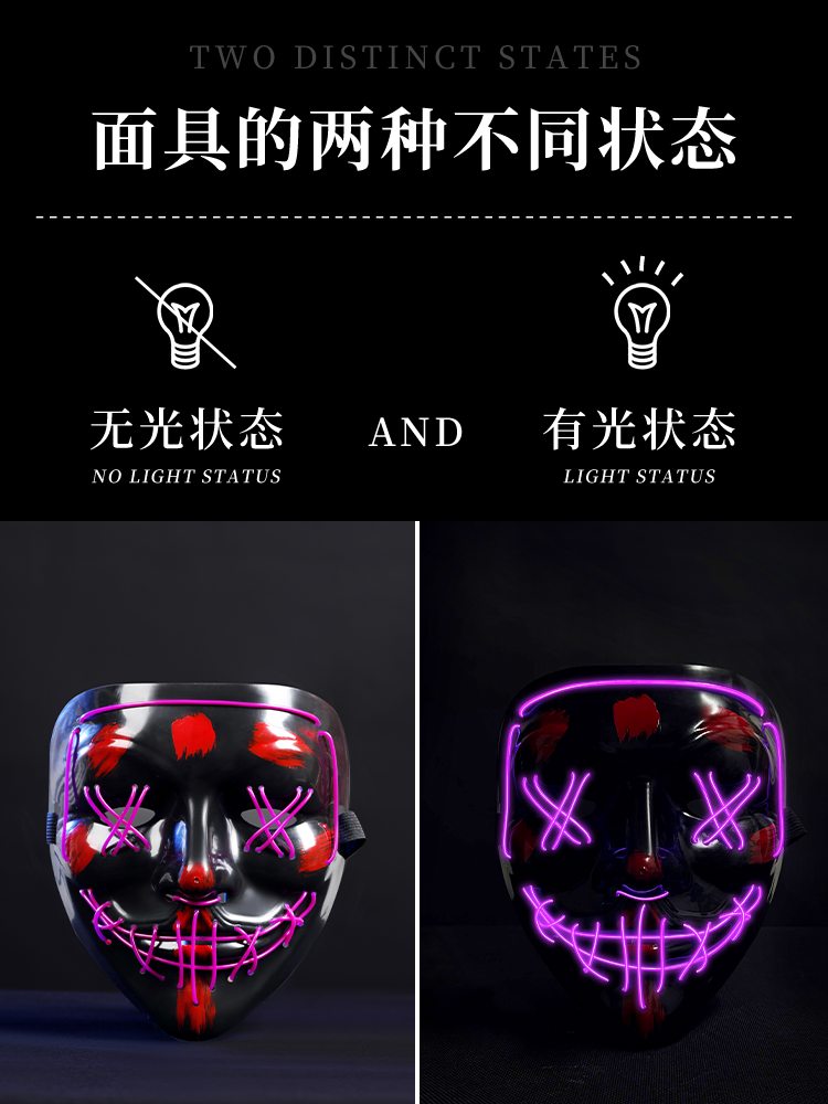 Halloween Cosmask Neon Led Mask Masque Masquerade Party Masks Light In The Dark Funny Masks Cosplay Costume