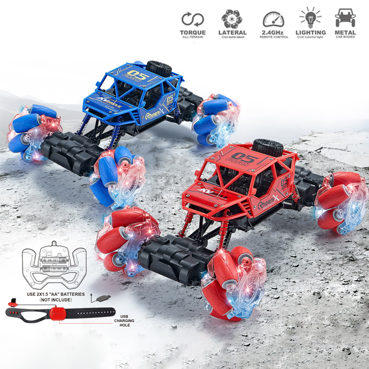 2.4G Climbing Car Alloy Remote Control Toy Car Hand Gesture Control 2 in 1 With Light RC Stunt Car For Kids