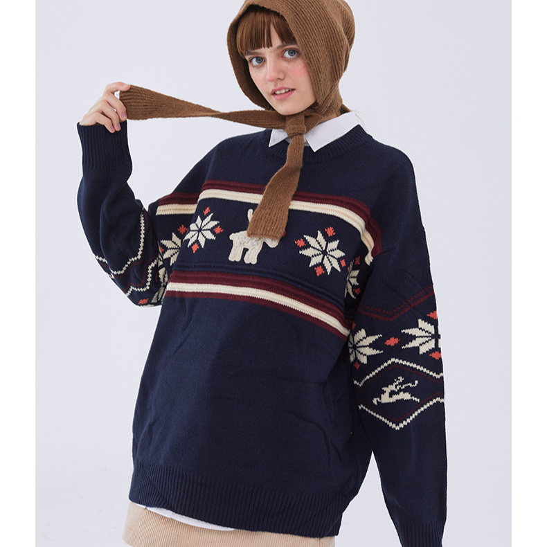 Wholesale autumn winter round neck pullover sweater jumper custom ugly sweater Christmas sweater men and women