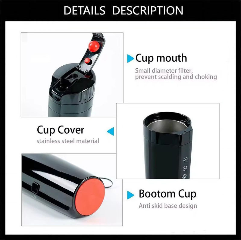 Supports 12V 24v in-car current Temperature display smart thermos cup 304 stainless steel vacuum flask thermos Car electric cup