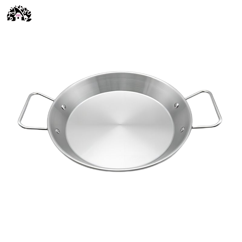 Serving Food Tray Round  Seafood Cooking Pot Thick Stainless Steel Paella Pan With Two Handles Small Metal Wok Portable stockpot