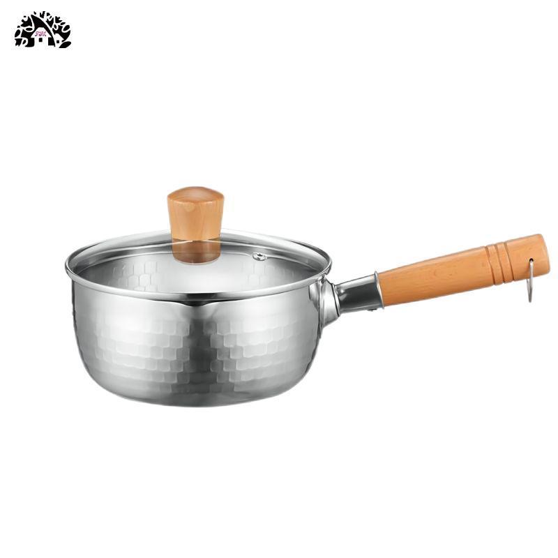 Hot Selling Cookware Sets304 Stainless steel wooden handle milk pot auxiliary food pot Household instant noodles pot snow pan