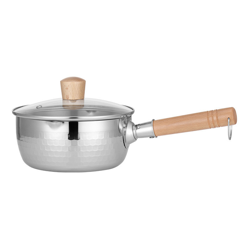 Hot Selling Cookware Sets304 Stainless steel wooden handle milk pot auxiliary food pot Household instant noodles pot snow pan