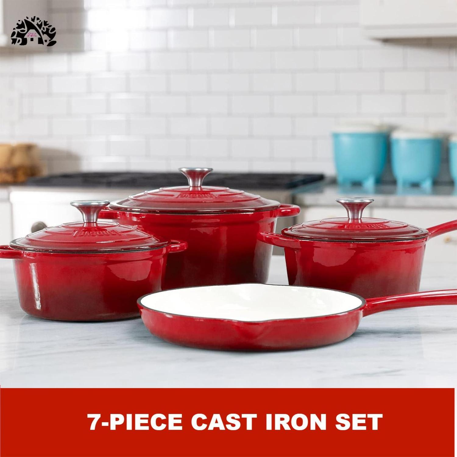 Factory custom 4-piece Dutch Pan Kitchen non-stick stockpot Frying pan casserole enamelled cast iron round outdoor cookware set