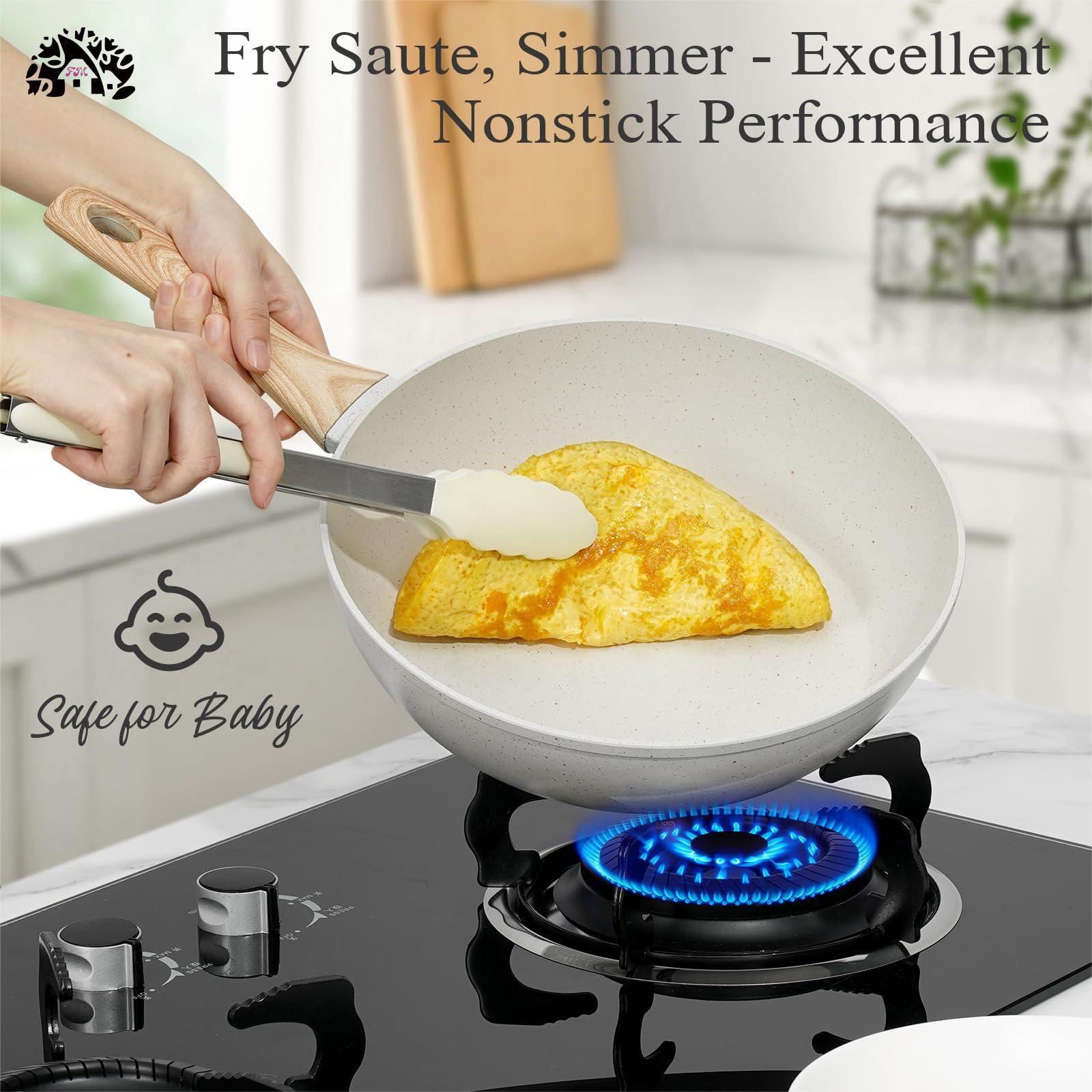 17 non-stick kitchen Cookware Set White granite Cookware Induction Home stockpot Induction cooker Natural Gas (PFOA free)