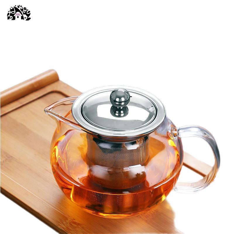 Wholesale Handmade  Transparent high borosilicate teapot heat resistant glass tea pot with infuser Stovetop Safe Tea Kettle