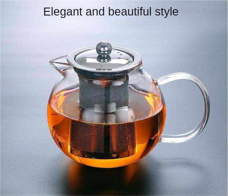 Wholesale Handmade  Transparent high borosilicate teapot heat resistant glass tea pot with infuser Stovetop Safe Tea Kettle