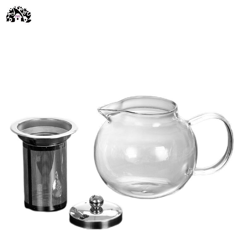 Wholesale Handmade  Transparent high borosilicate teapot heat resistant glass tea pot with infuser Stovetop Safe Tea Kettle