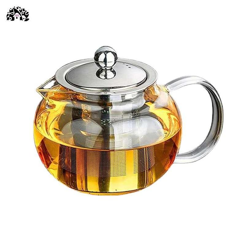 Wholesale Handmade  Transparent high borosilicate teapot heat resistant glass tea pot with infuser Stovetop Safe Tea Kettle