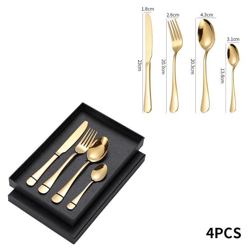 Custom Hotel Golden Cutlery Set Stainless Steel Gold Dinner Spoon and Fork  5 Piece Wedding Gold Silverware Set