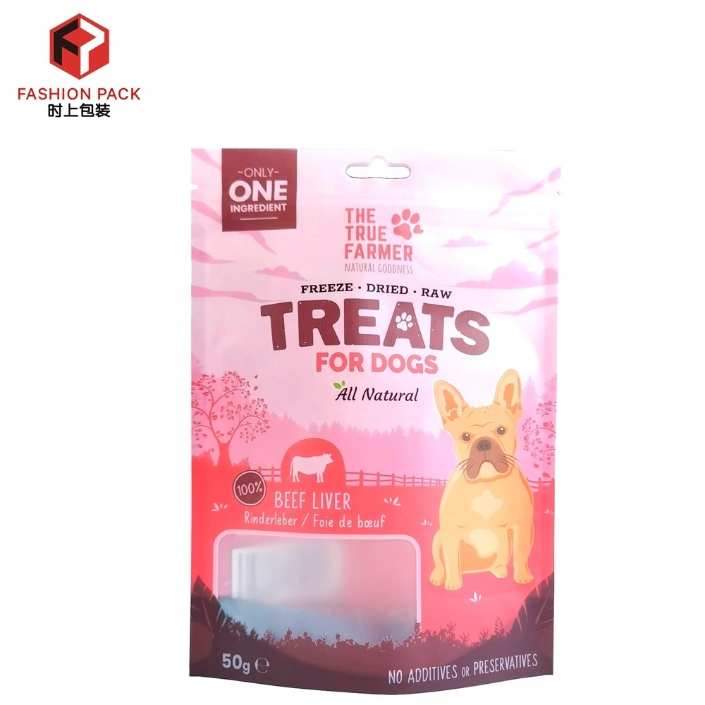 Matte OEM Custom Printed dog treat food Packaging Zip Lock with frost window