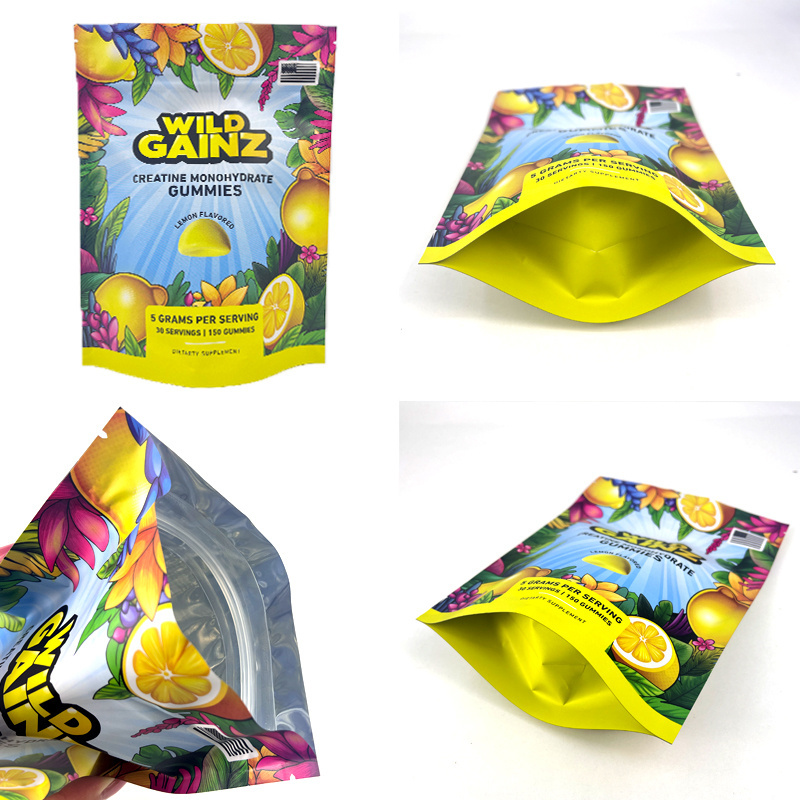 Custom mylar bags resealable aluminum foil child proof food nut cookie snack freeze dried candy gummy doypack bag stand up pouch