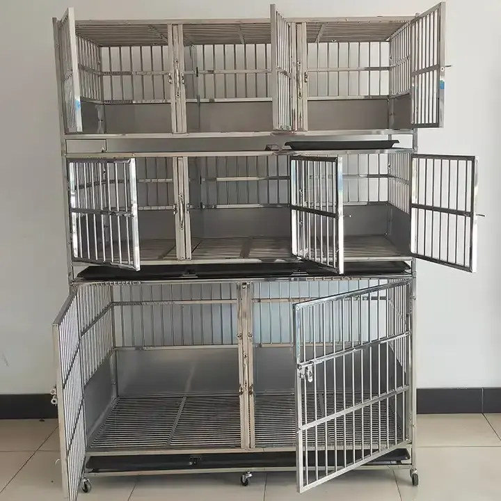 Pet stainless steel Three Layer Dog Cage Wholesale Dog Kennels Cages Stackable Dog Cage