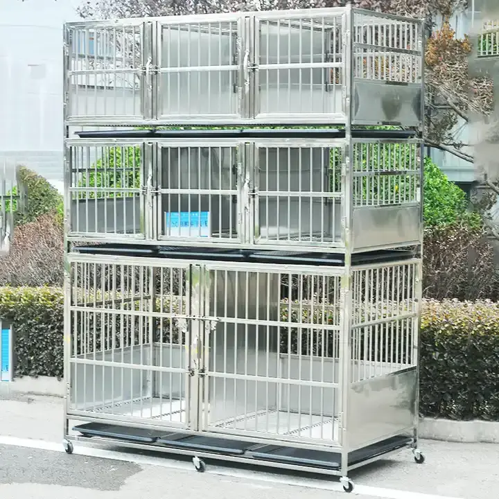 Pet stainless steel Three Layer Dog Cage Wholesale Dog Kennels Cages Stackable Dog Cage