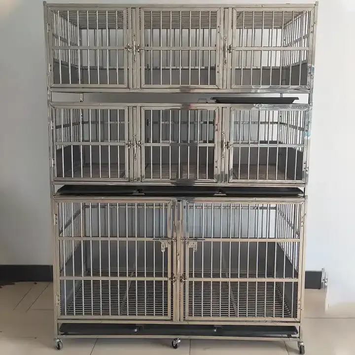 Pet stainless steel Three Layer Dog Cage Wholesale Dog Kennels Cages Stackable Dog Cage