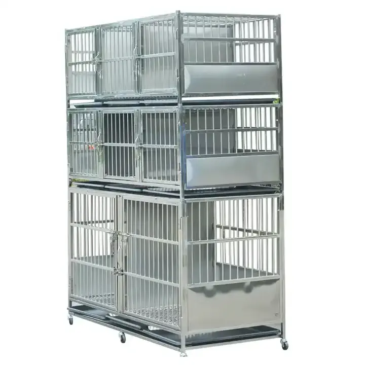 Pet stainless steel Three Layer Dog Cage Wholesale Dog Kennels Cages Stackable Dog Cage