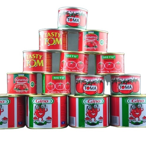 Factory price best quality tomato paste 70g 2200g tomate pate sauce price in 28-30% brix