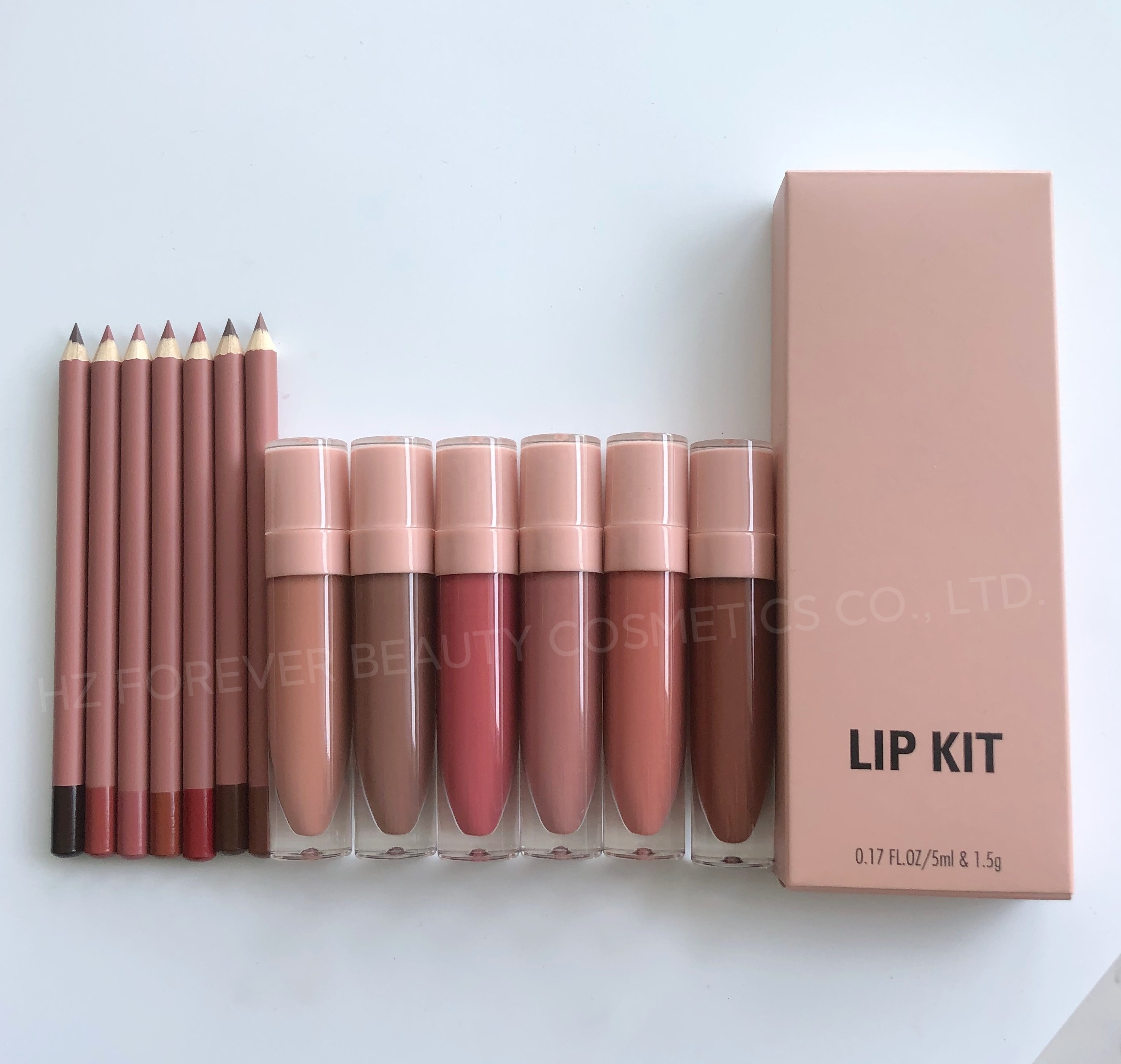 New Arrival Lip Set Matte Wooden Creamy Lip Liner Free Match Custom Logo Lip Kit