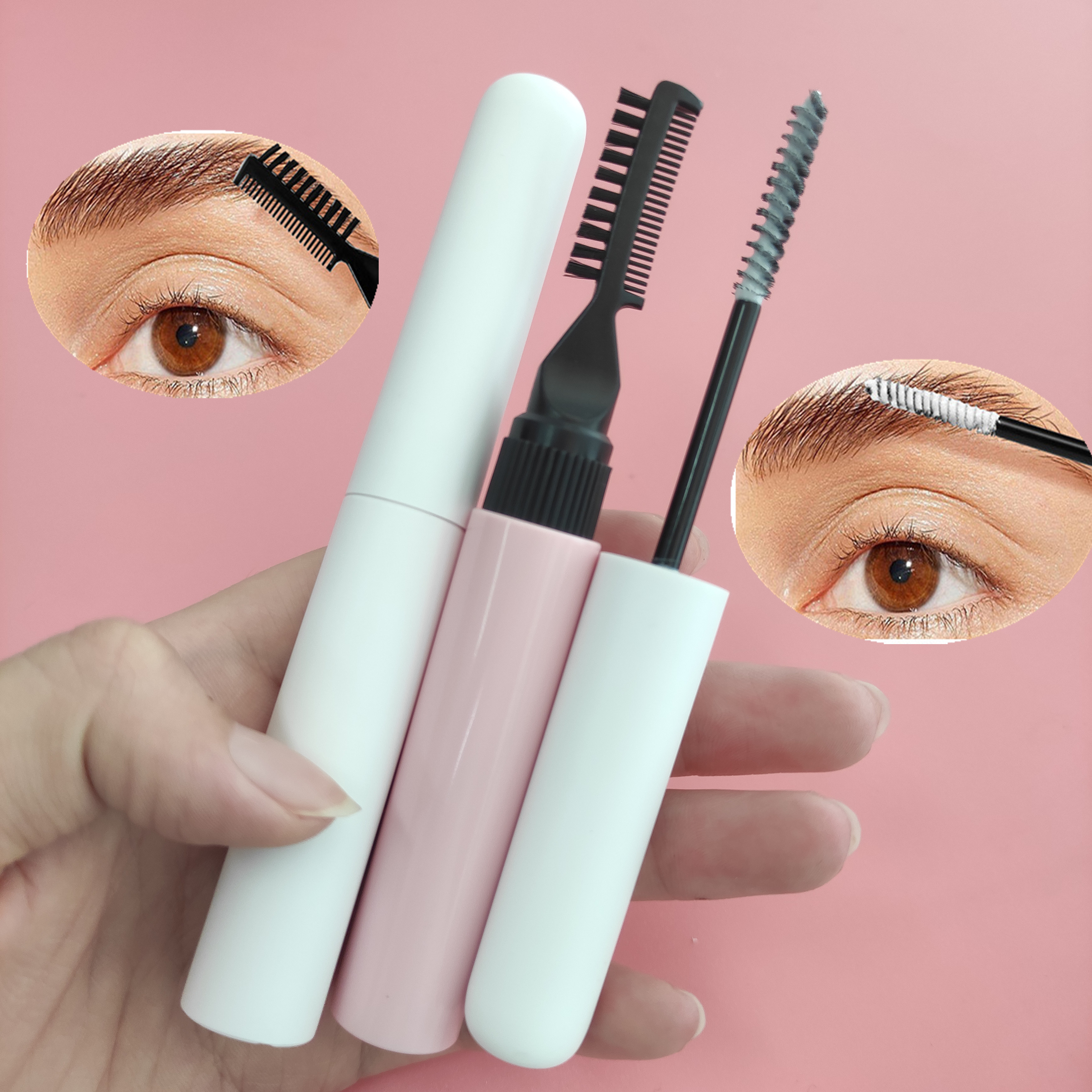 Hot sale long-lasting pink white eyebrow styling glue with brow brush private label