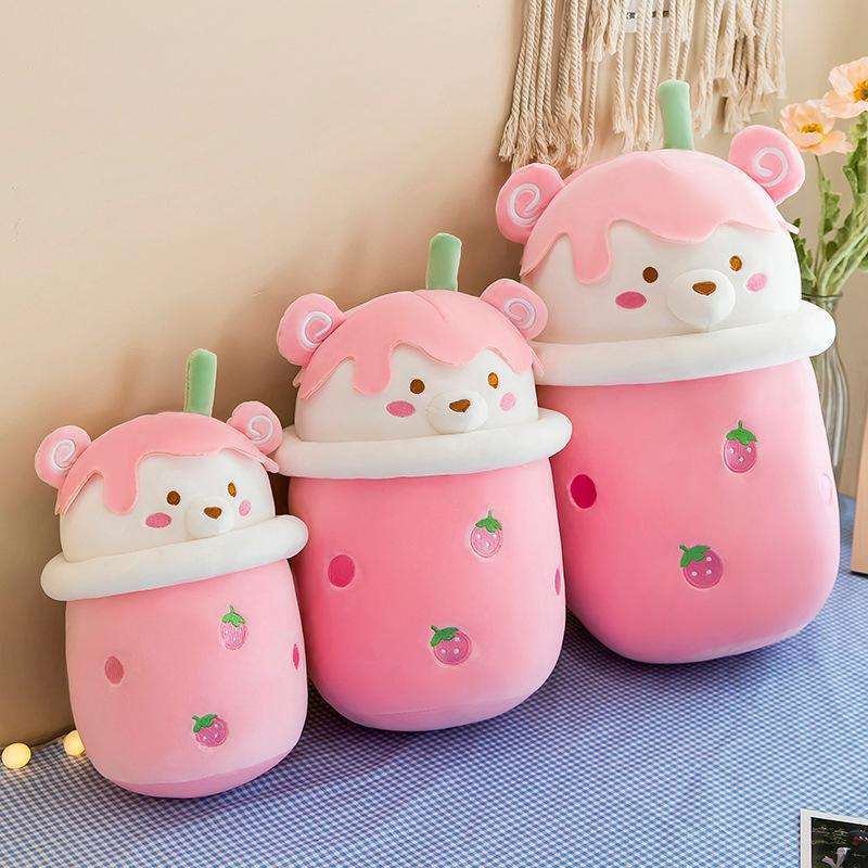 New Cheap Cute Stuffed&plush Toy Boba Stuffed Plushie Bubble Tea Plush Pillow Cartoon Cylindrical Milk Boba Tea Cup Pillow Toy