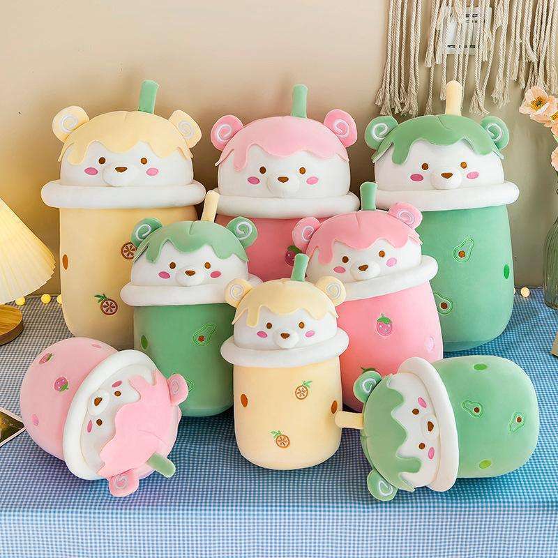 New Cheap Cute Stuffed&plush Toy Boba Stuffed Plushie Bubble Tea Plush Pillow Cartoon Cylindrical Milk Boba Tea Cup Pillow Toy