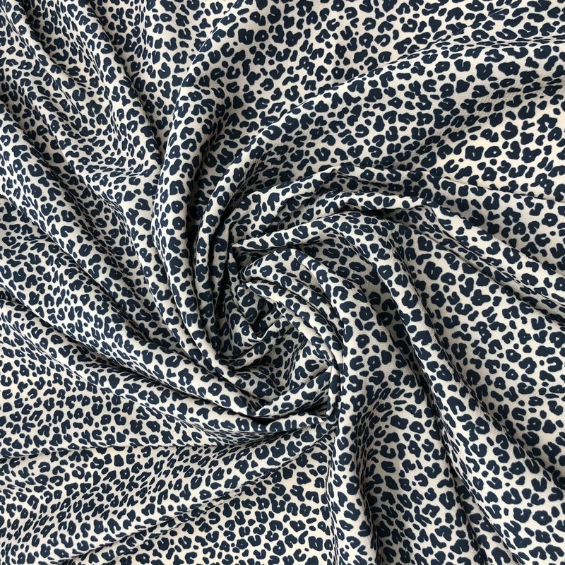 Black White Leopard Print Polyester Spandex Chiffon Stretch Fabric