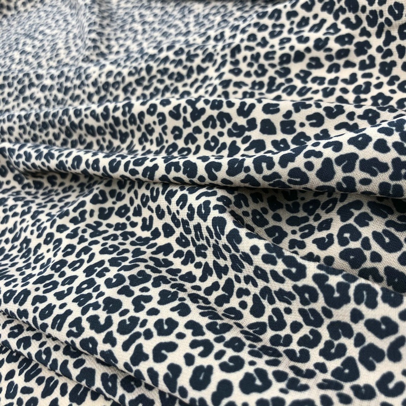 Black White Leopard Print Polyester Spandex Chiffon Stretch Fabric