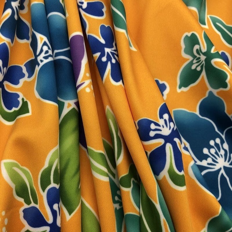 Floral Printed Stretch Polyester Knit Fabric Waterproof Spandex Scuba Fabric for Bikini Swimwear Tent Blanket Umbrella