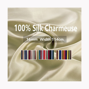 16mm stock solid colors width 114cm 100% pure silk satin charmeuse fabric for clothing