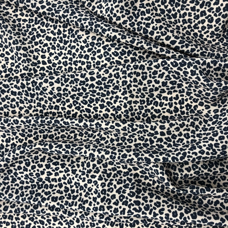 Black White Leopard Print Polyester Spandex Chiffon Stretch Fabric