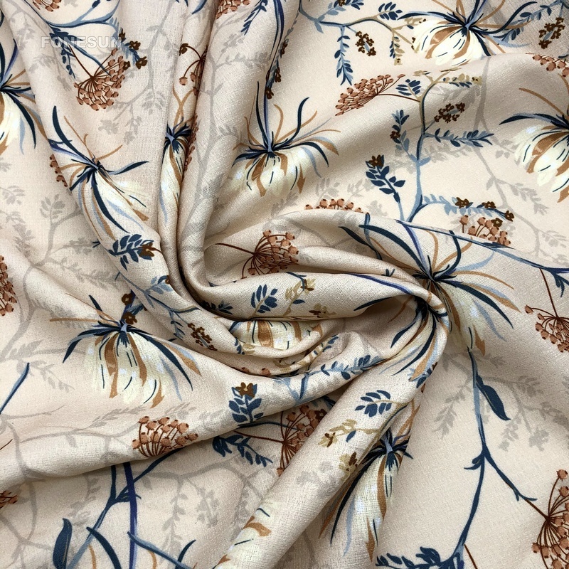 Soft plain digital printed 2025 hot sale 100%polyester linen like fabric for garment