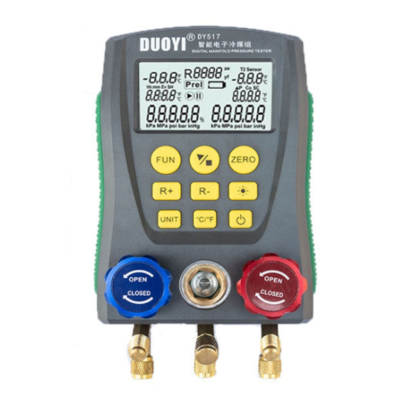 DY517 Pressure Gauge Refrigeration Manifold Digital Vacuum HVAC Meter Pressure Temperature Tester R410A Refrigerant Test