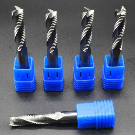 Feisite Solid Tungsten Carbide CNC Router Bits Metal Milling 3 Flutes Roughing EndMill Milling Cutter For Woodworking