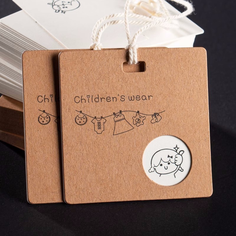 Kraft Paper Kids Hangtag Custom Cute Baby Kids Clothes Hang Tag  For Garment