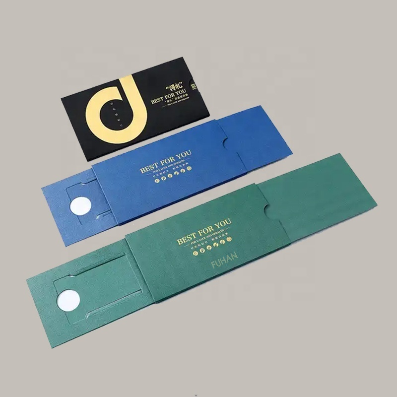 Custom Design Push and Pull Card Holder Sliding Pulling Envelope Sleeve Boxes Pulling Credit Card Box Slide Out Card Packaging