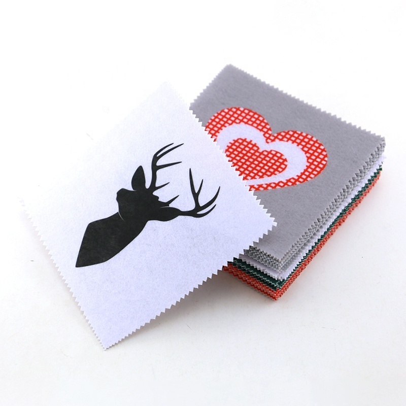 Felt Fabric Custom Design Color Printed Label glue backing patch for Garment