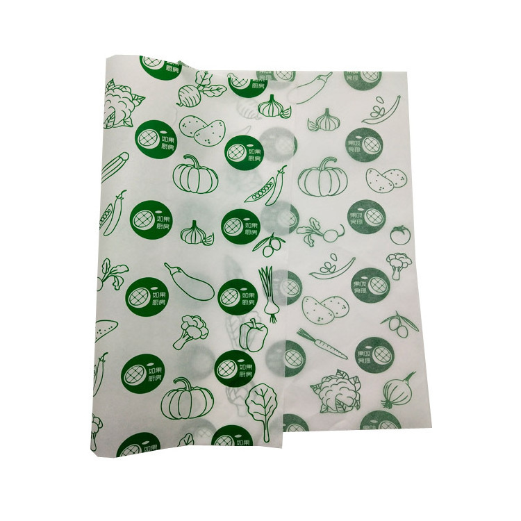 Custom Logo Printing Water Oil Proof Packaging Wrapping Tissue Paper 35 gsm For Food Hamburger Fries Fried chicken