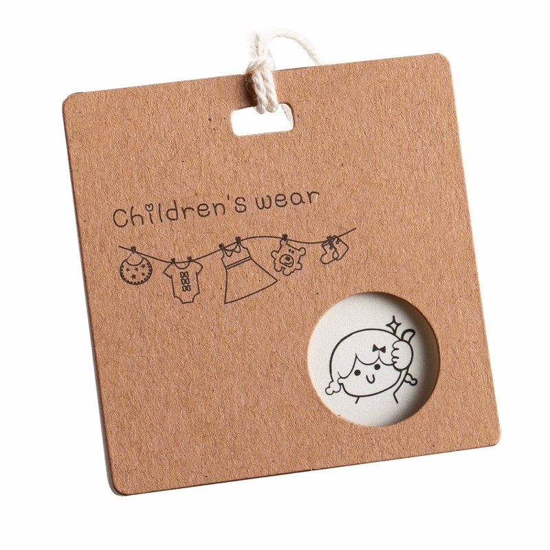 Kraft Paper Kids Hangtag Custom Cute Baby Kids Clothes Hang Tag  For Garment