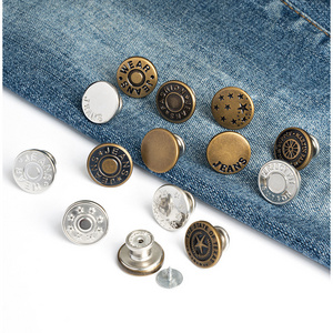 Custom logo embossed Snap Button Zink Alloy Metal Gold Silver Denim Shank Jeans Buttons and Rivets for Jeans Clothes