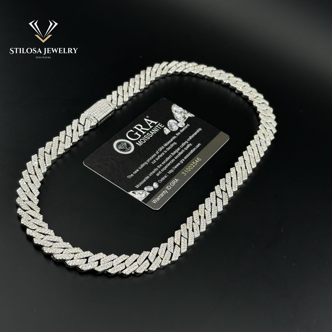 Hip Hop Necklace16 18 20 22 24 Inches 12mm Moissanite Necklace Hip Hop Jewelry Miami Cuban Chain 925 Silver Fashion Jewelry