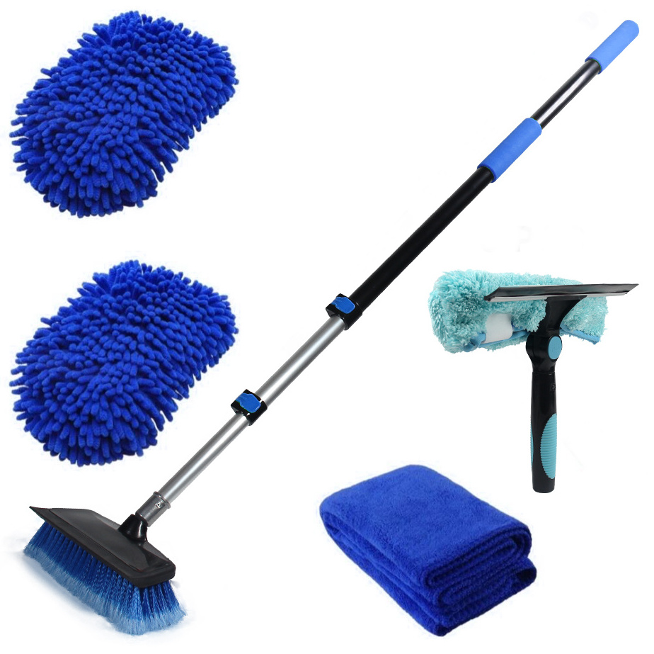 Xinxing 5-12 ft Outdoor House Brush with Extension Pole Window Cleaning Kit Car Washing Tools 4 pcs Set