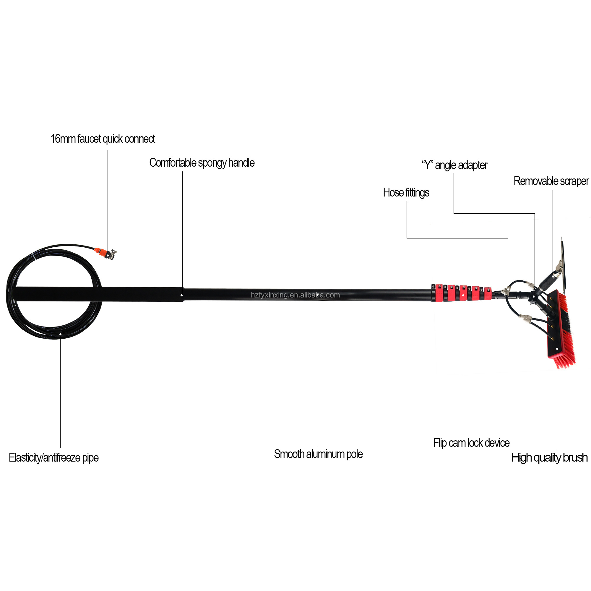 Xining Window Cleaning Pole Telescopic Water Fed Pole Brush with Scraper System