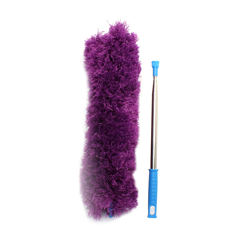 2.4m Washable Colored Head Microfiber Chenille Extendable Feather Duster With Stainless Steel Stick