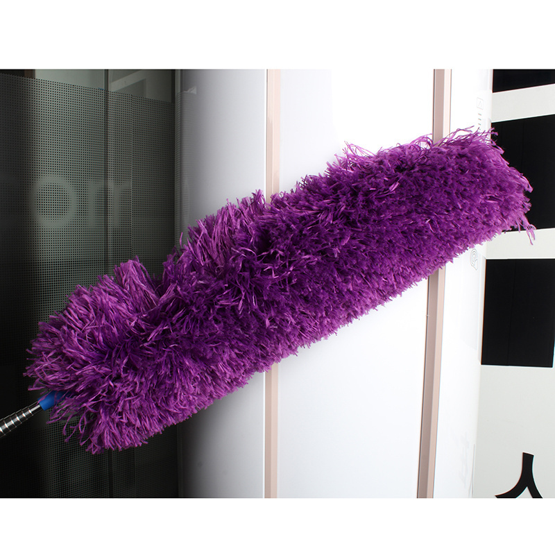 2.4m Washable Colored Head Microfiber Chenille Extendable Feather Duster With Stainless Steel Stick