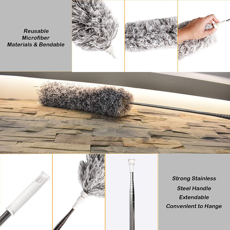 Xin Xing Masthome Telescopic Broom Duster Handle Detachable Flexible Feather Microfiber Cleaning Fan Duster