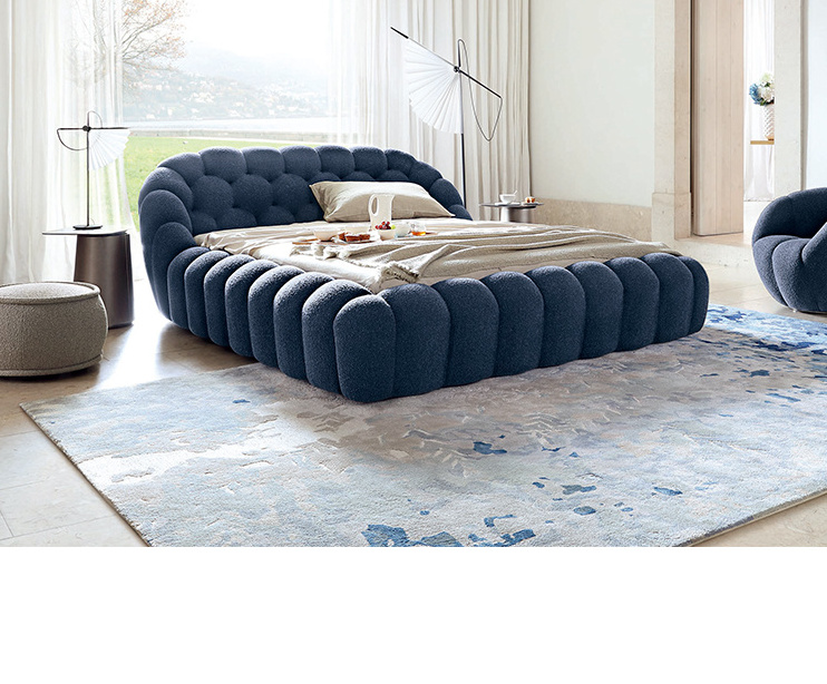 Italian light luxury double Rochburg fabric bed modern simple master bedroom creative bubble bed