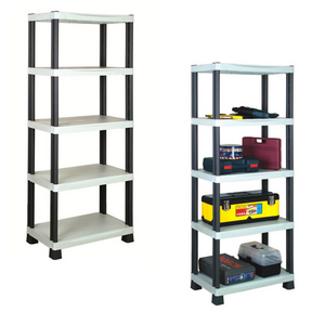 5 Tier Black Plastic Heavy Duty Shelving Racking adjustable Storage Unit