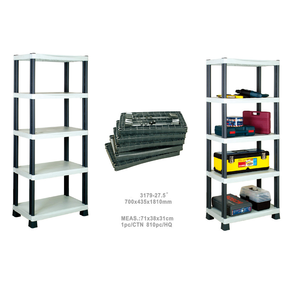 5 Tier Black Plastic Heavy Duty Shelving Racking adjustable Storage Unit