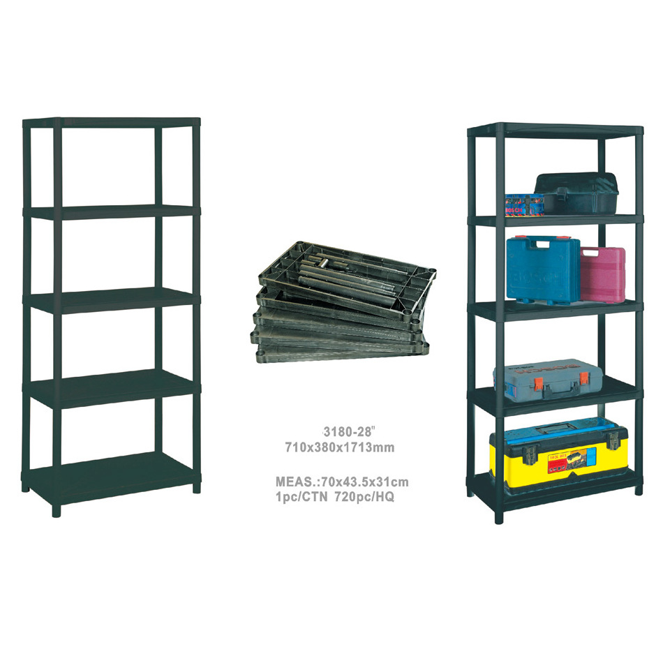 Heavy Duty Plastic Black Shelf Shelving Shelves Strong Rack Racking Home Storage Removable Unit  Universal Organiser