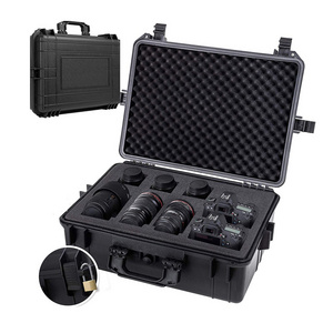 Carrying plastic camera case storage protective case box with pick and pluck foam